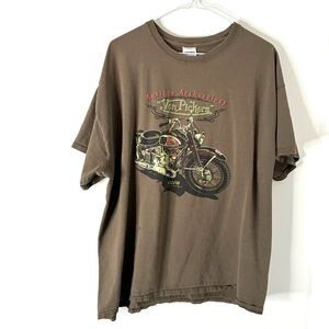 Gildan Von Dutch Olive Brown Motorcycle Graphic Crew Neck Tee